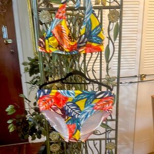 Colorful Leaf Print Kids Swim Set